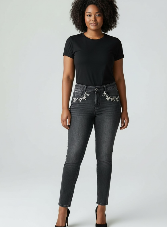 * JEANS SKINNY NERO 106570