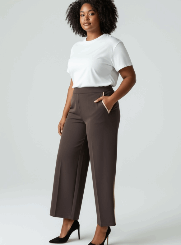 * PANTALONI HADID MORO/CREMA 110542