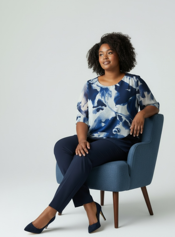 BLUSA CURVY PLUS BLU F. 109386