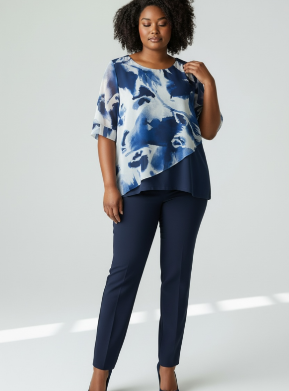 BLUSA CURVY PLUS BLU F. 109386