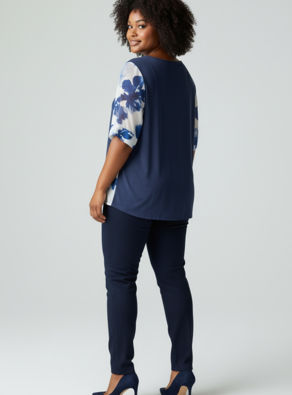 BLUSA CURVY PLUS BLU F. 109386