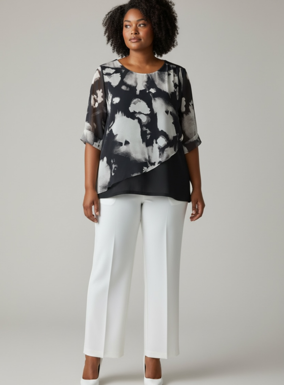 BLUSA CURVY PLUS NERO F. 109386