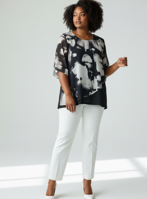 BLUSA CURVY PLUS NERO F. 109386