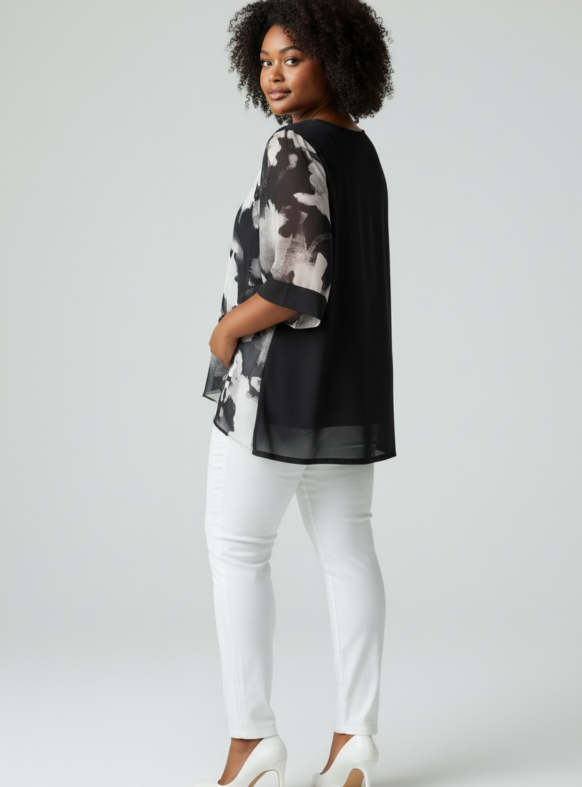 BLUSA CURVY PLUS NERO F. 109386