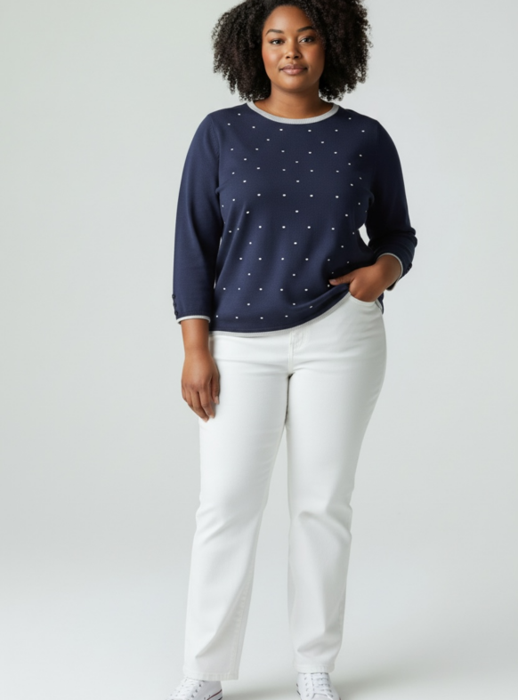 MAGLIA POIS BLU 76814