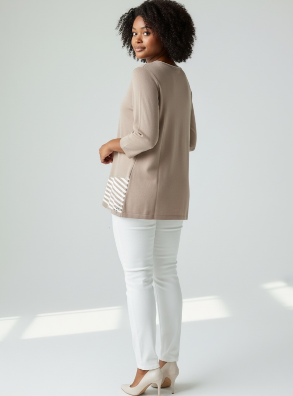 MAGLIA RIGHE SOTTO BEIGE F7168