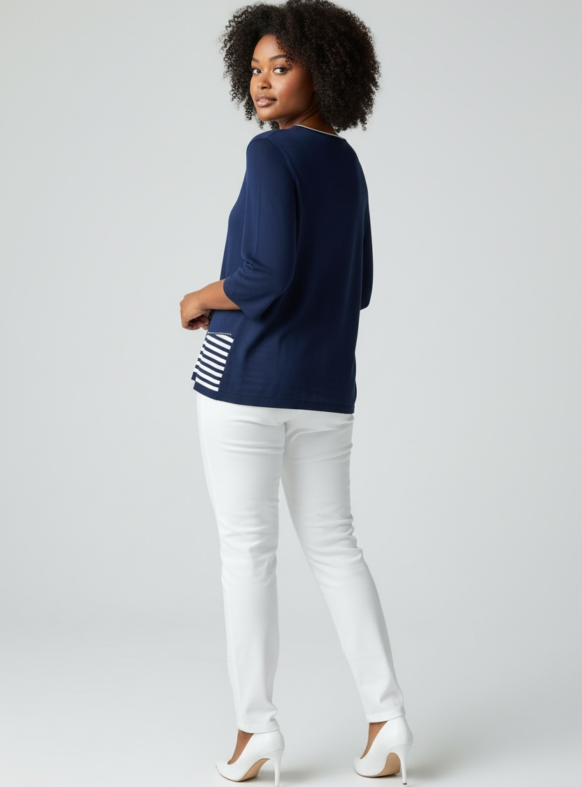 MAGLIA RIGHE SOTTO BLU F7168