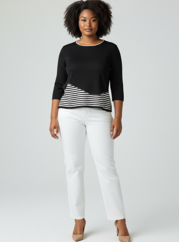 MAGLIA RIGHE SOTTO NERO F7168