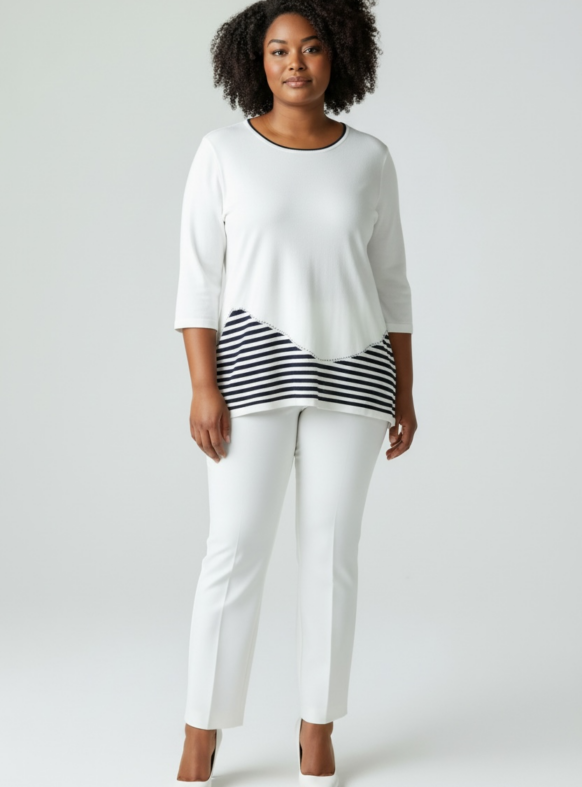 MAGLIA RIGHE SOTTO BIANCO F7168