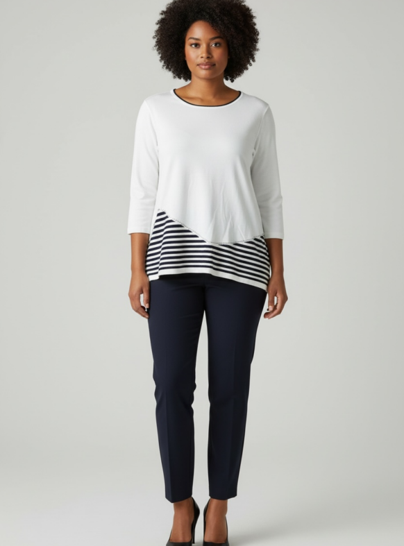 MAGLIA RIGHE SOTTO BIANCO F7168