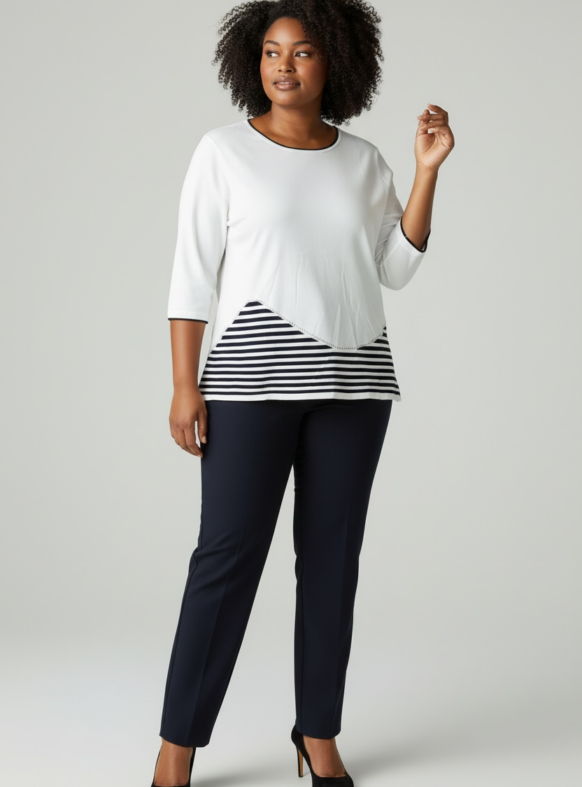 MAGLIA RIGHE SOTTO BIANCO F7168