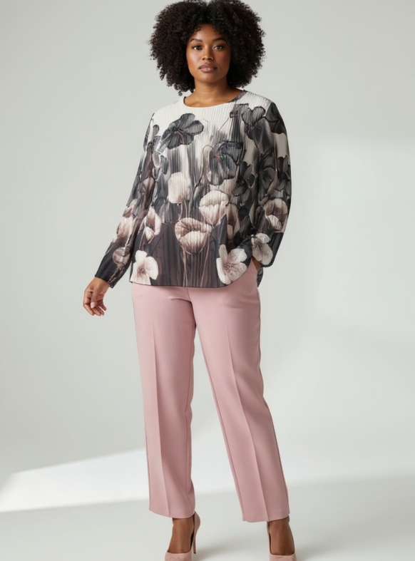 BLUSA PLISSET F1 GRIGIO