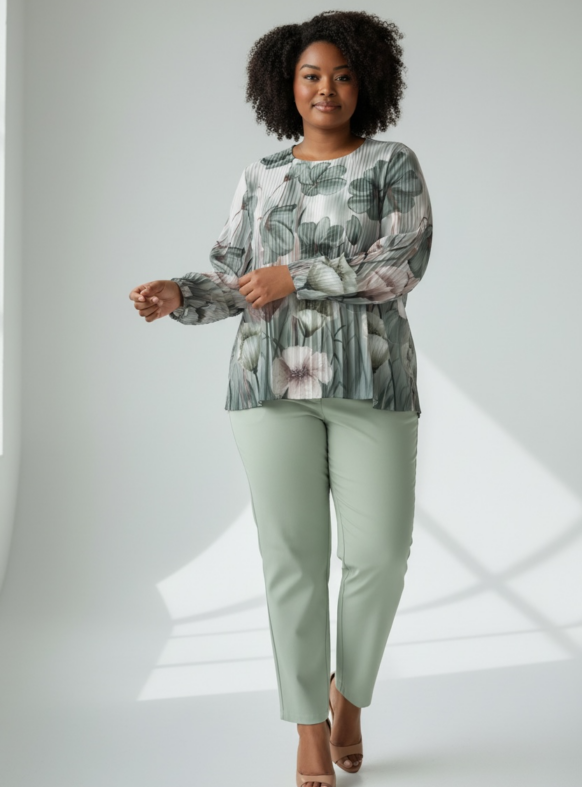 BLUSA PLISSET F1 VERDE