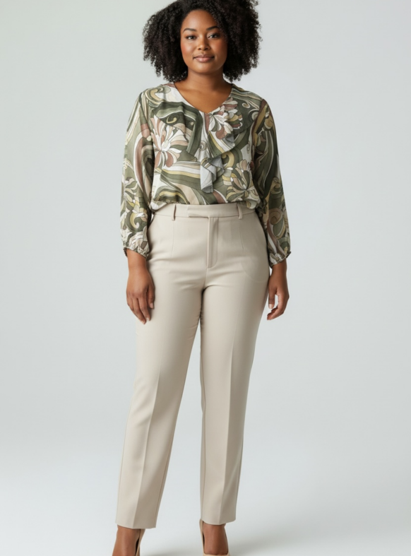 BLUSA SCOLLO V ROUCHES 2 VERDE