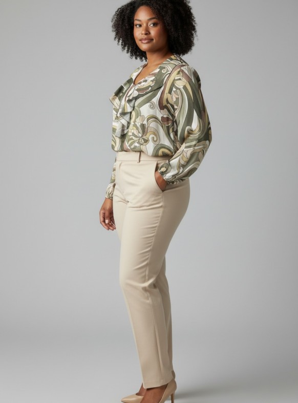 BLUSA SCOLLO V ROUCHES 2 VERDE