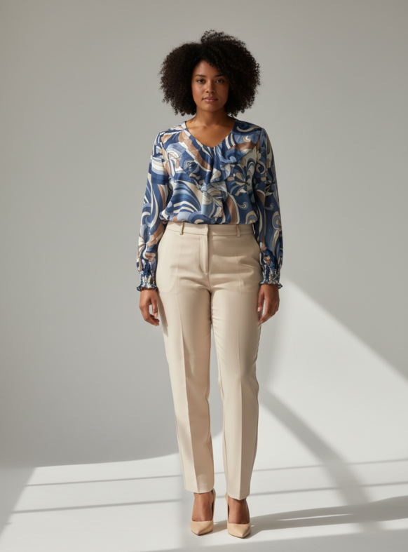 BLUSA SCOLLO V ROUCHES 2 AVION