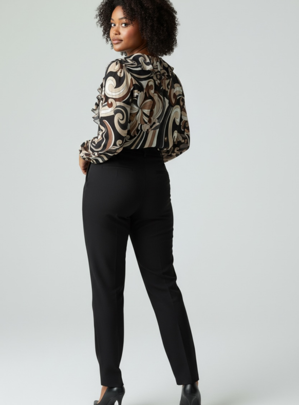 BLUSA SCOLLO V ROUCHES 2 NERO